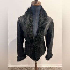 Venus (Williams) Quilted Leather jacket with faux fur trimming